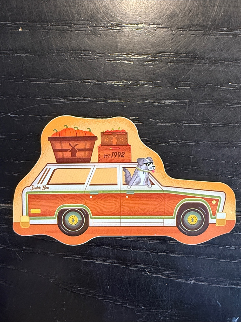 Dutch Bros Orange & Cream Station Wagon Dog Sticker